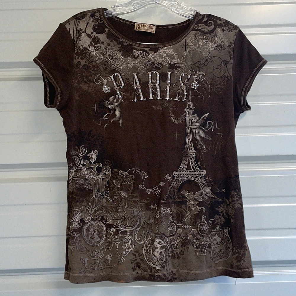 Y2K 2000's Blue Canyon Paris top.  sz M